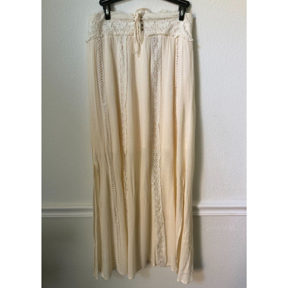 Layered Cottage Boho Skirt Womens L Festival Country Cowgirl Prairie Cotton
